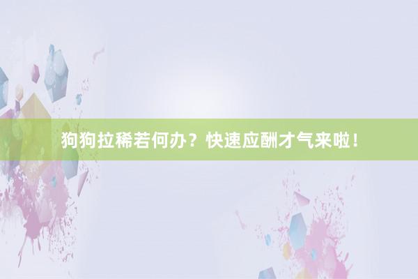狗狗拉稀若何办？快速应酬才气来啦！